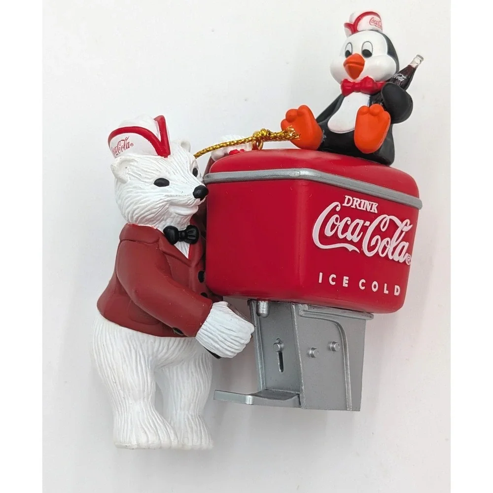 Coca-Cola Polar Bear Penguin Soda Fountain Ornament Trim A Tree Cavanagh Box